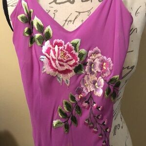 Moved Sue Wong Silk adjustable spaghetti straps mermaid floral embroidered maxi